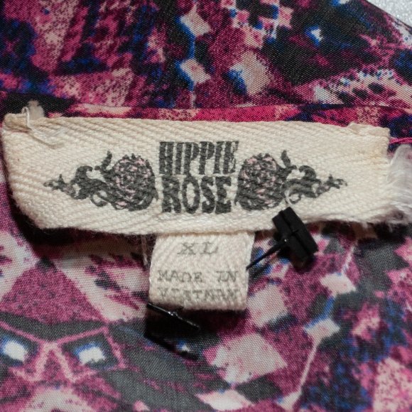 Hippie Rose Southwest Print Dress Juniors XL Pink Tie Front Short Sleeve II05X - Picture 4 of 5
